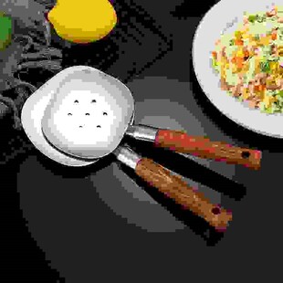 不锈钢饭勺米饭铲新疆饭铲分餐勺分菜铲羊肉饭烹饪锅铲木柄手抓铲