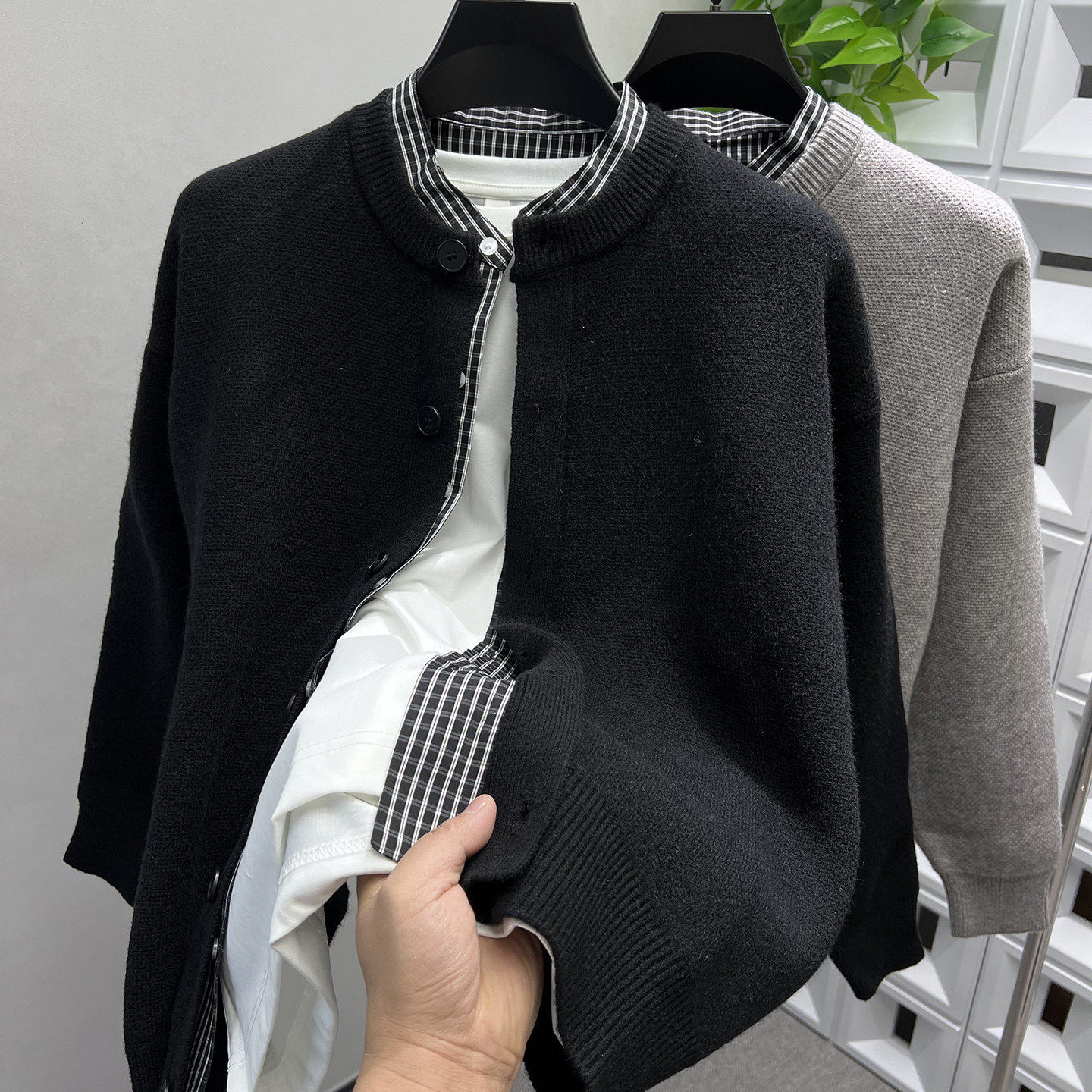 ZIQQO~低调品味!春季假两件开衫毛衣外套男士潮流百搭休闲针织衫