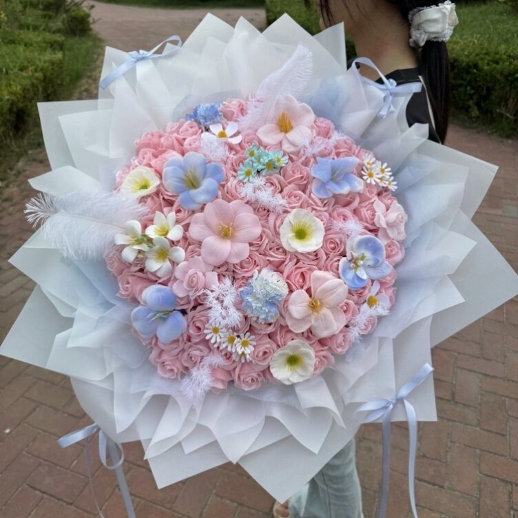 花束成品粉色香皂花束清新浪漫成品送女友闺蜜爱人朋友节日礼物