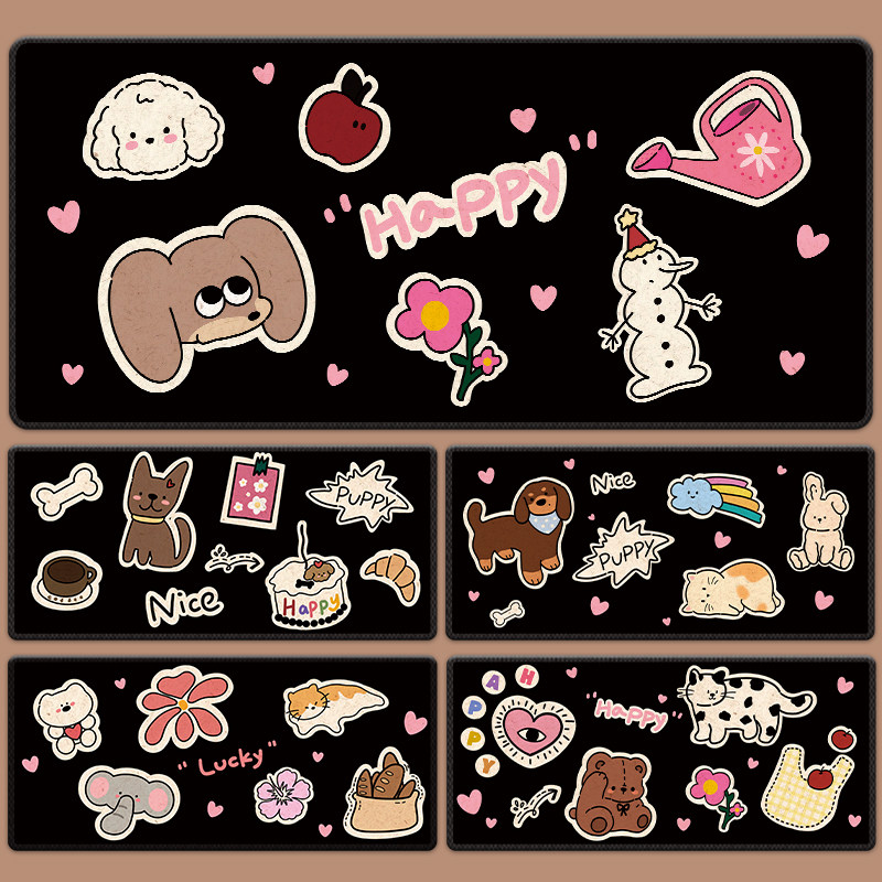 原创插画小狗鼠标垫超大桌垫