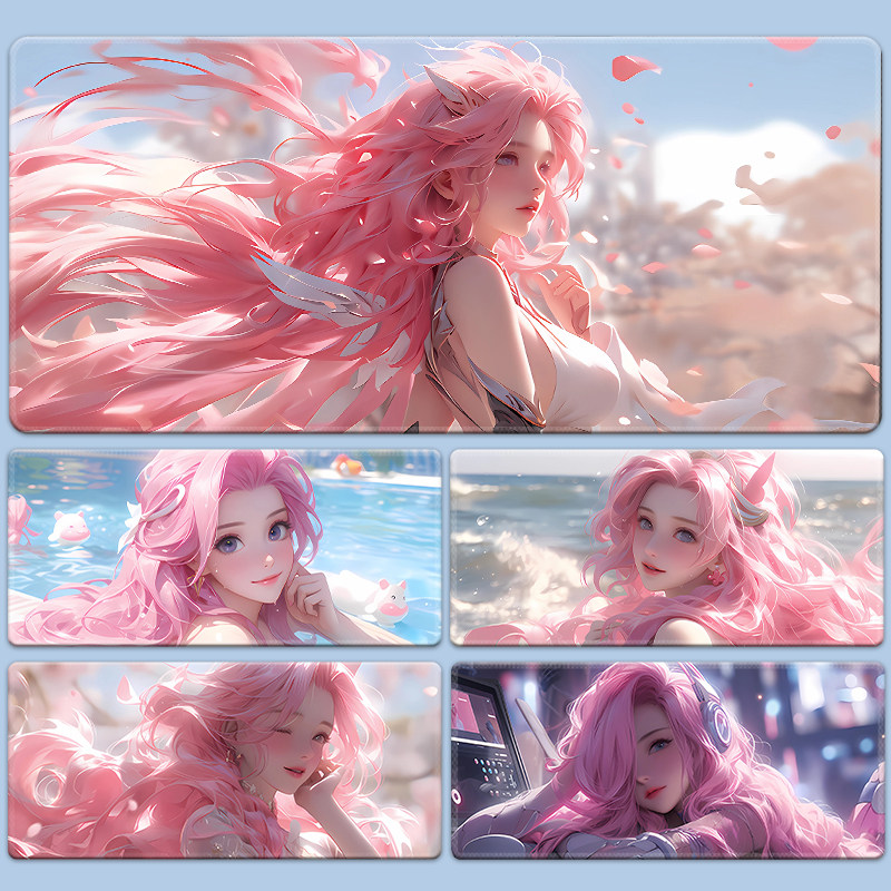 萨勒芬妮鼠标垫超大号办公桌垫英雄联盟电竞游戏键盘垫动漫定制男