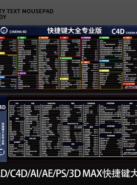超大鼠标垫cad办公快捷键大全C4D键盘垫子电脑ps书桌垫子女滑鼠垫