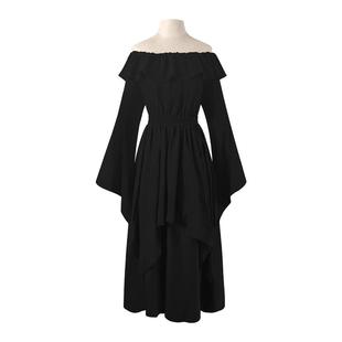2022亚马逊独立站wish中世纪复古连衣裙女长袖 演出服欧美跨境女装