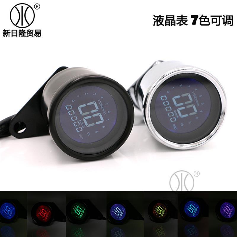 摩托车复古改装仪表LED液晶里程表摩托车仪表LCD公里表咪表