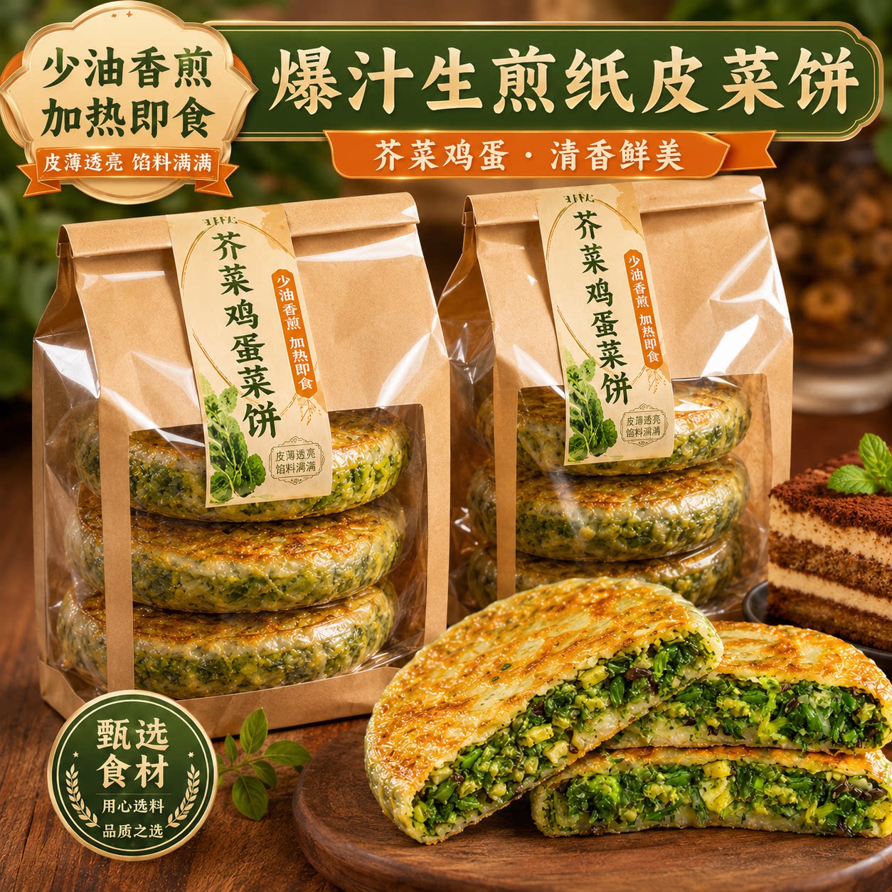 儿童荠菜菜饼薄皮韭菜鸡蛋馅饼早餐包子加热即食半成品官方旗舰店图片