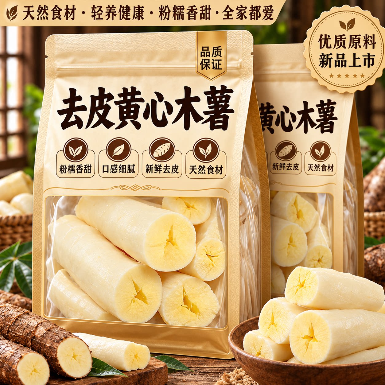 正宗广西华南9号黄心木薯新鲜软糯糖水专用加热即食去皮木薯黄心图片