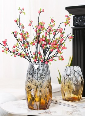 轻奢不规则琥珀渐变玻璃花瓶