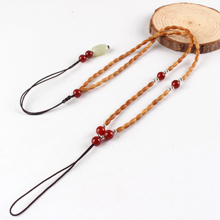 85cm加长款手工编织橄榄核竹节项链绳女士蜜蜡可调节和田玉吊坠绳