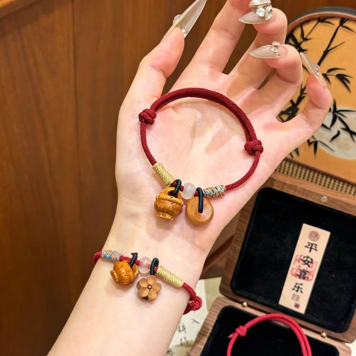 桃木桃核本命年护身手串国潮风
