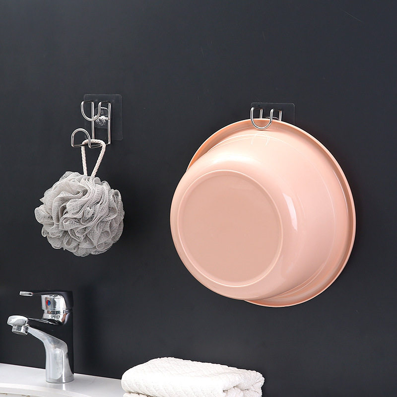 免打孔创意强力无痕粘贴脸盆挂钩 不锈钢脸盆架浴室墙壁免钉粘钩,家庭/个人清洁工具,脸盆架,淘宝优惠券,粉丝福利购,淘宝优惠卷