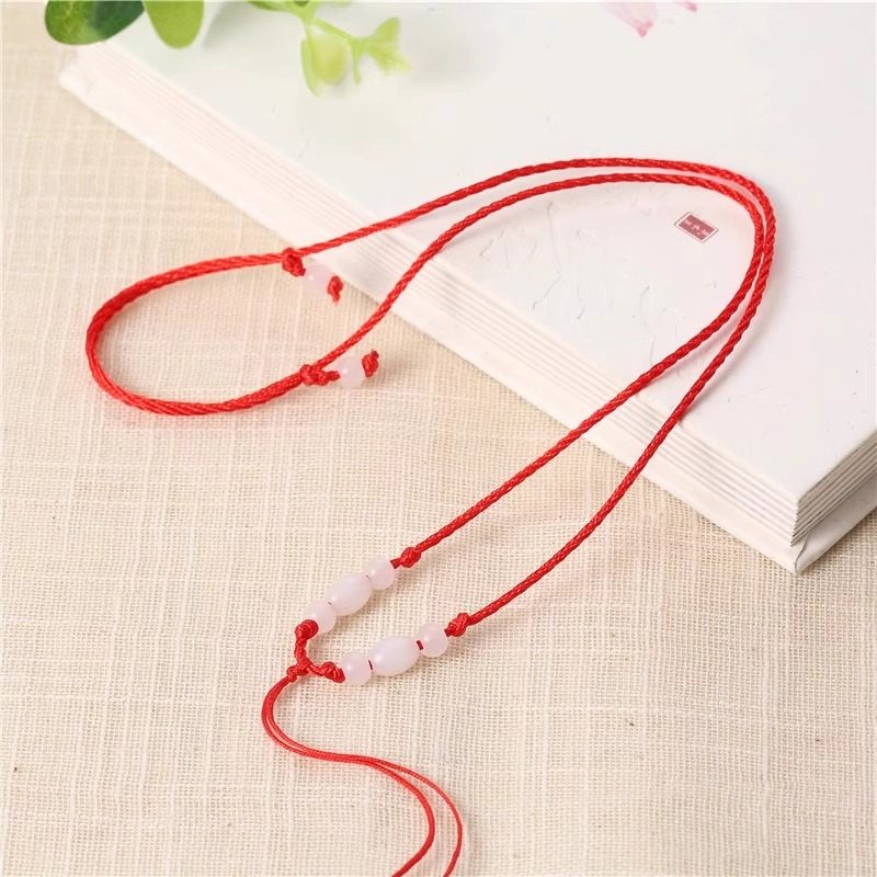 买一送一手工编织绳项链红绳挂玉坠玉石平安扣脖子挂绳红绳细款绳