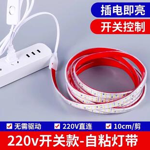 灯带led灯条带开关插电自粘超亮220V户外防水家用照明货架软灯带