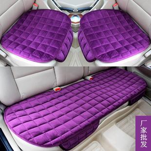 汽车坐垫短毛绒方格加厚保暖三件套座垫无靠背前排后排长垫 秋冬季