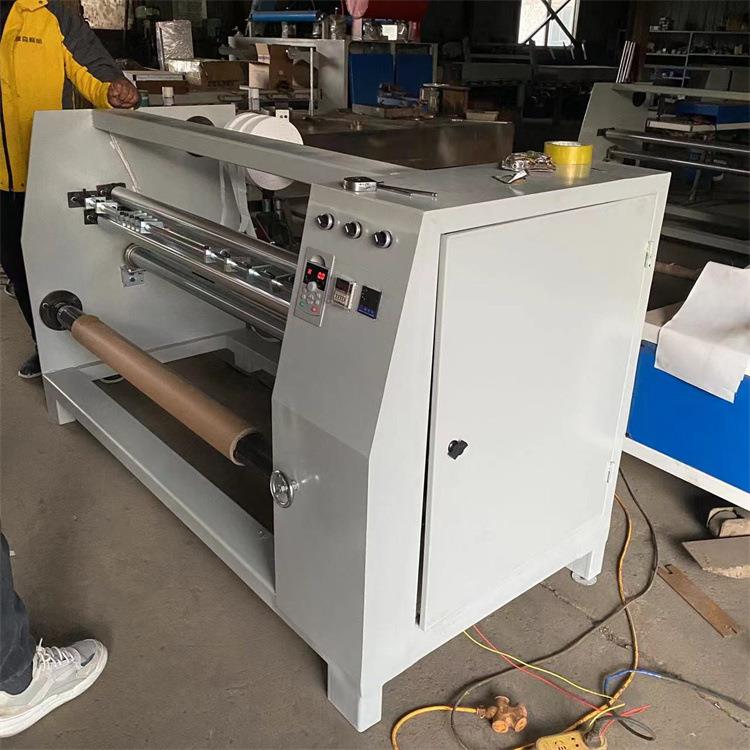 三根气涨轴塑料薄膜多刀分切机 pvc膜木线条木皮复卷机