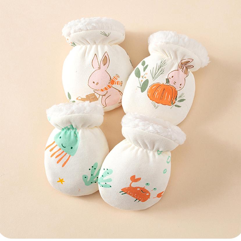 婴儿手套冬天保暖手套防抓手套神器宝宝冬季护手睡觉防寒0-6-12月