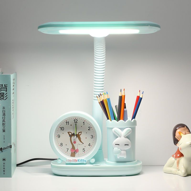 LED护眼小学生宿舍卡通时钟台灯
