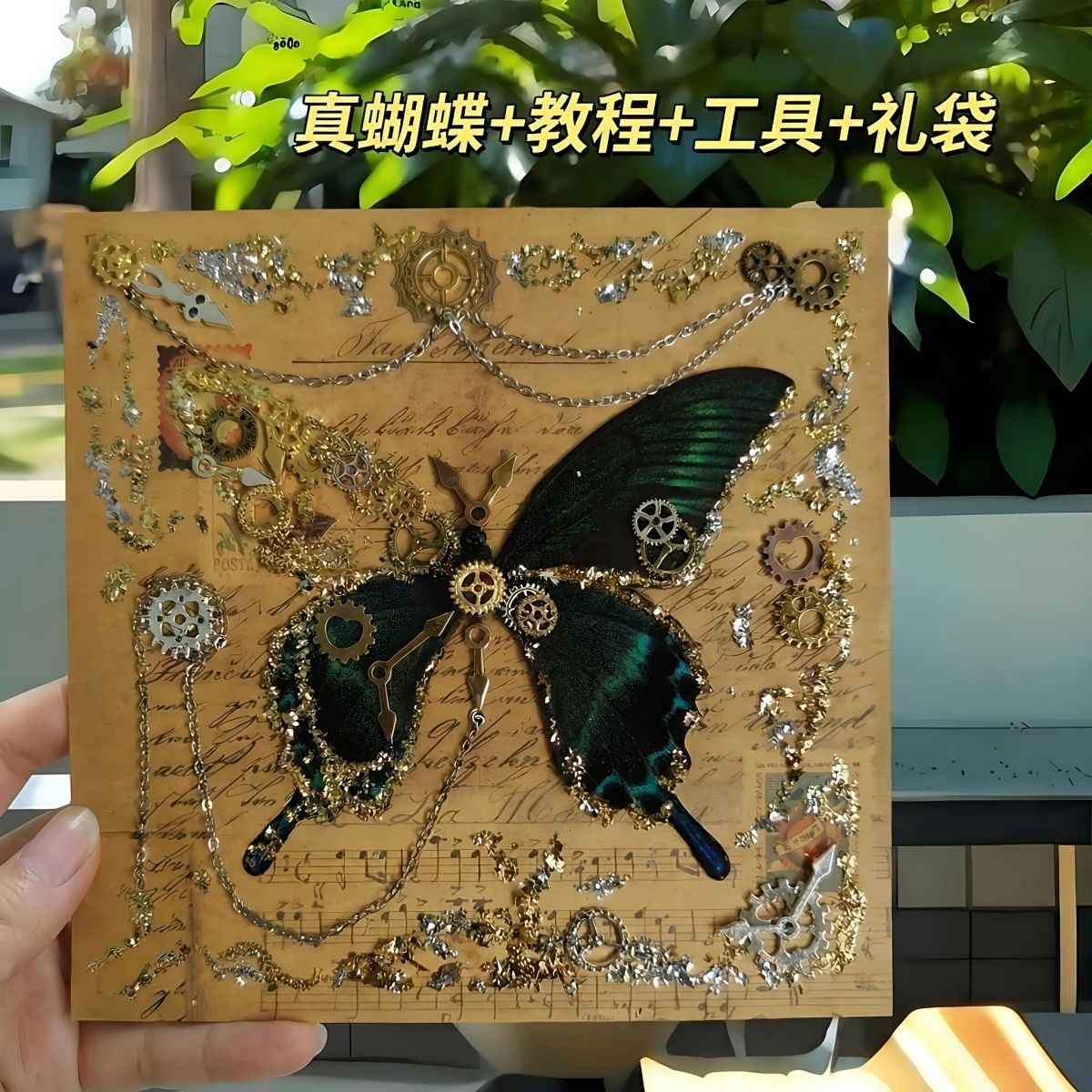 赛博朋克机械蝴蝶标本相框DIY