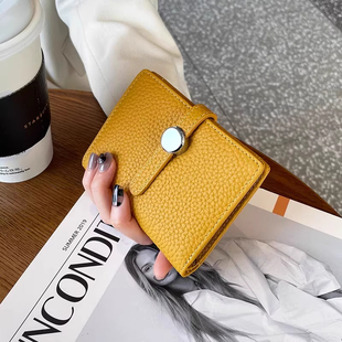 钱包女士短款两折2025新款牛皮质感竖款钱夹二合一多卡位卡包薄款