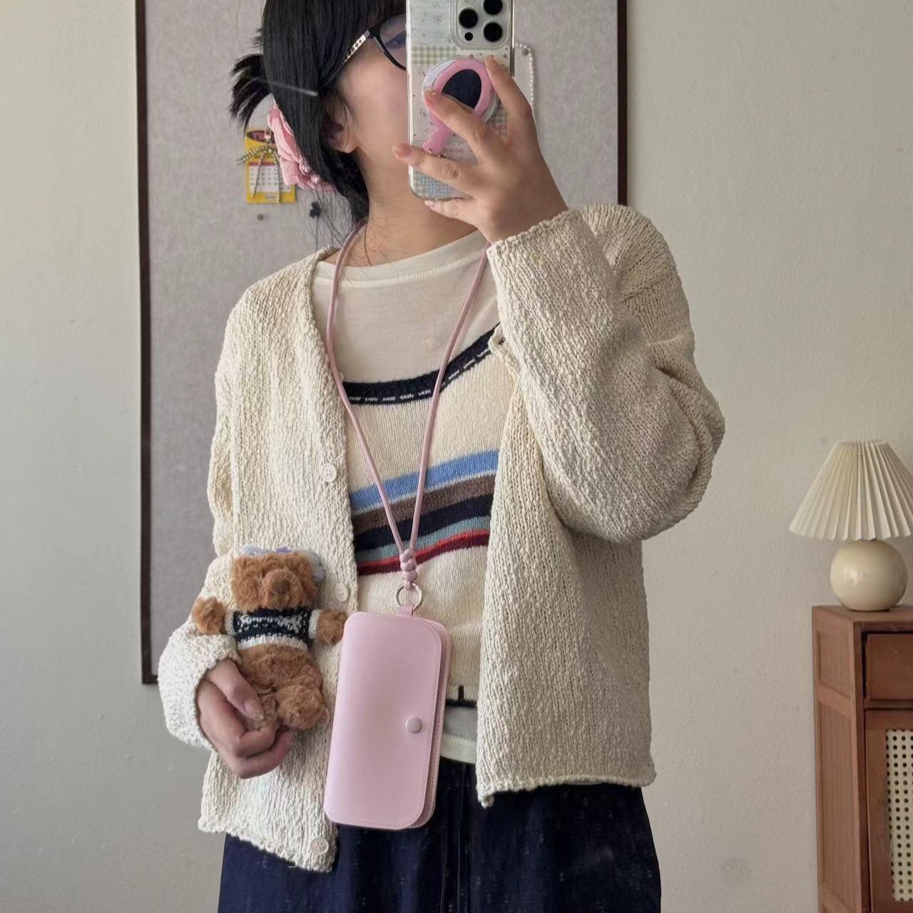 韩系仙女同款皮质眼镜袋旅行轻便