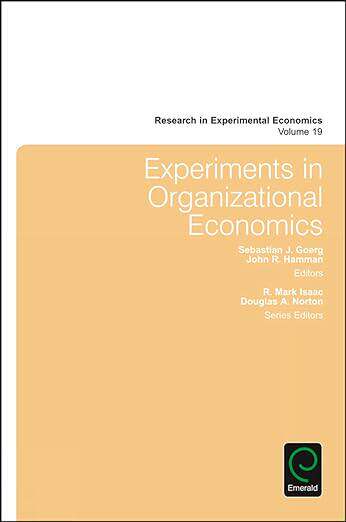 现货 英文原版 Experiments in Organizational Economics (Research in Experimental Eco... 9781785609640