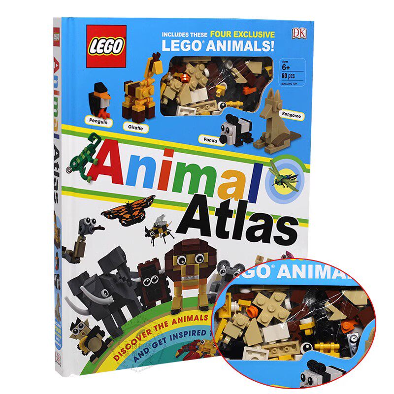 乐高动物百科 英文原版 Lego Animal Atlas 附特别收藏公仔 乐高积木玩具人仔手册 精装全彩大开本 DK出品 进口图书