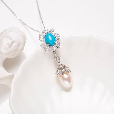 Audrey PearlS925银米形淡水珍珠吊坠9-10mm V201-S876