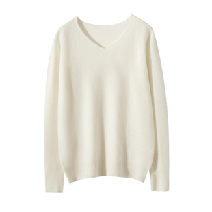 洋气宽松百搭女内搭上衣羊毛衫 羊毛针织打底衫 女V领羊毛毛衣时尚
