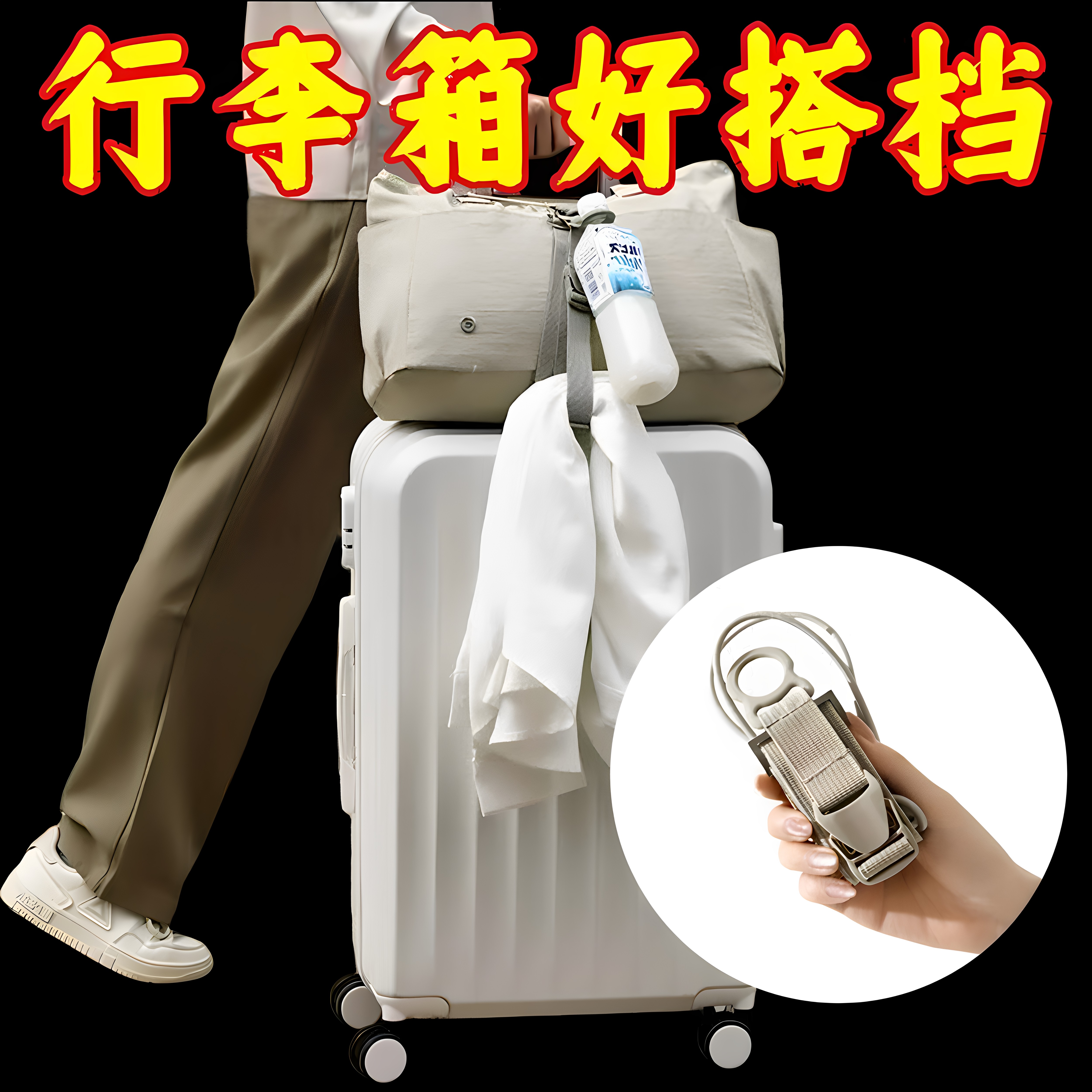 拉杆行李箱水瓶固定带加厚加大