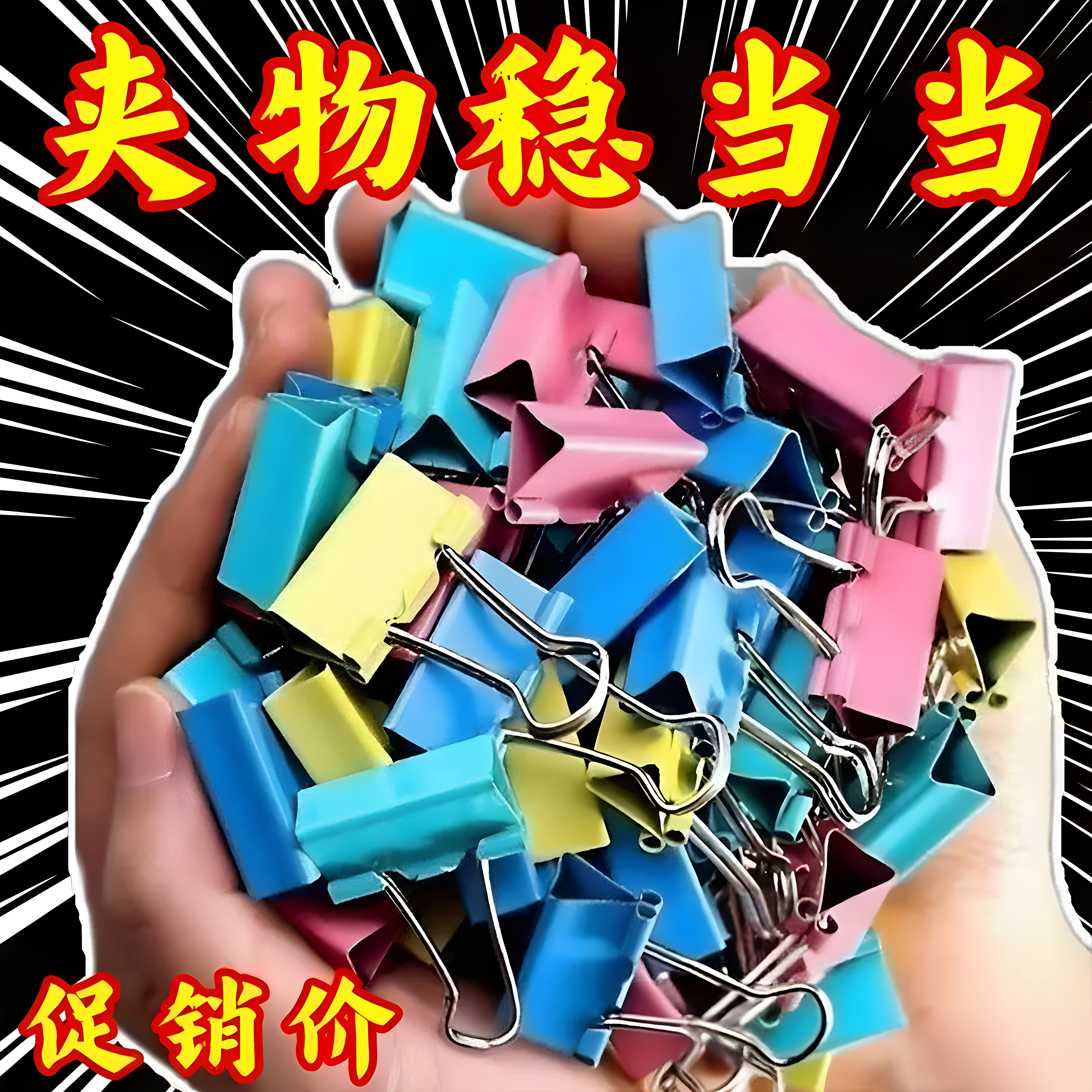 彩色金属长尾夹办公牢固耐用