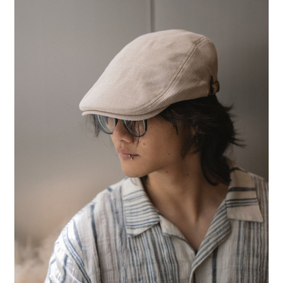 Dokie/道基15失误/联名米色粗纹简约休闲鸭舌帽男可调节帽