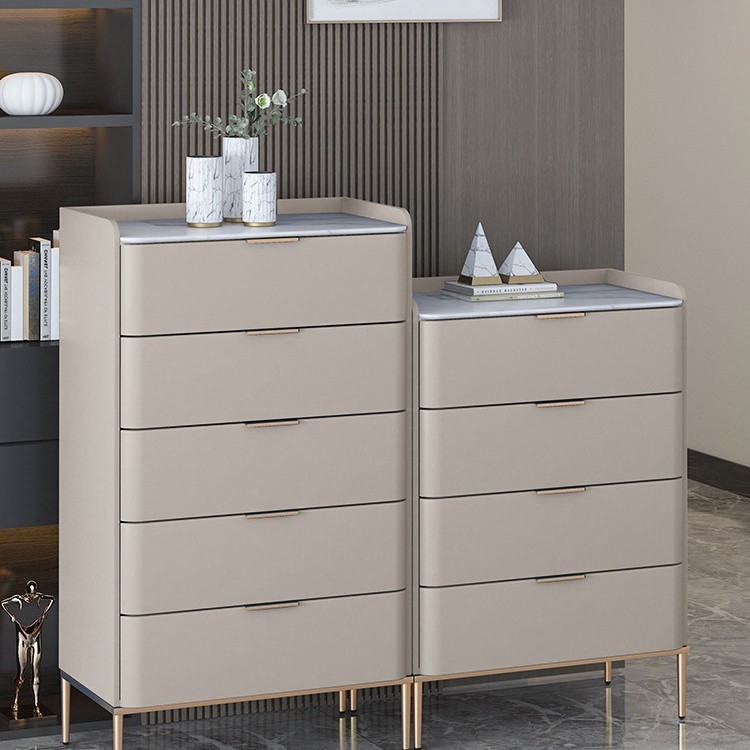 意式轻奢岩板实木斗柜五斗柜现代简约客厅抽屉收纳柜卧室储物柜