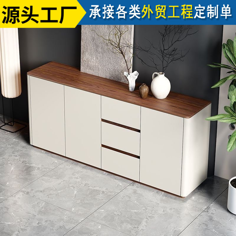 餐边柜靠墙阳台储物柜落地鞋柜实木圆角一体储物边柜矮柜置物图片