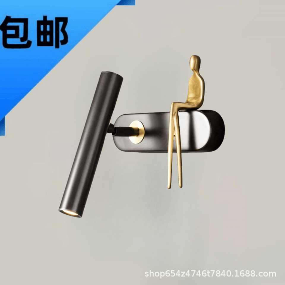轻奢简约全铜壁灯美式创意黄铜展厅阳台墙壁灯卧室床头书房阅读灯