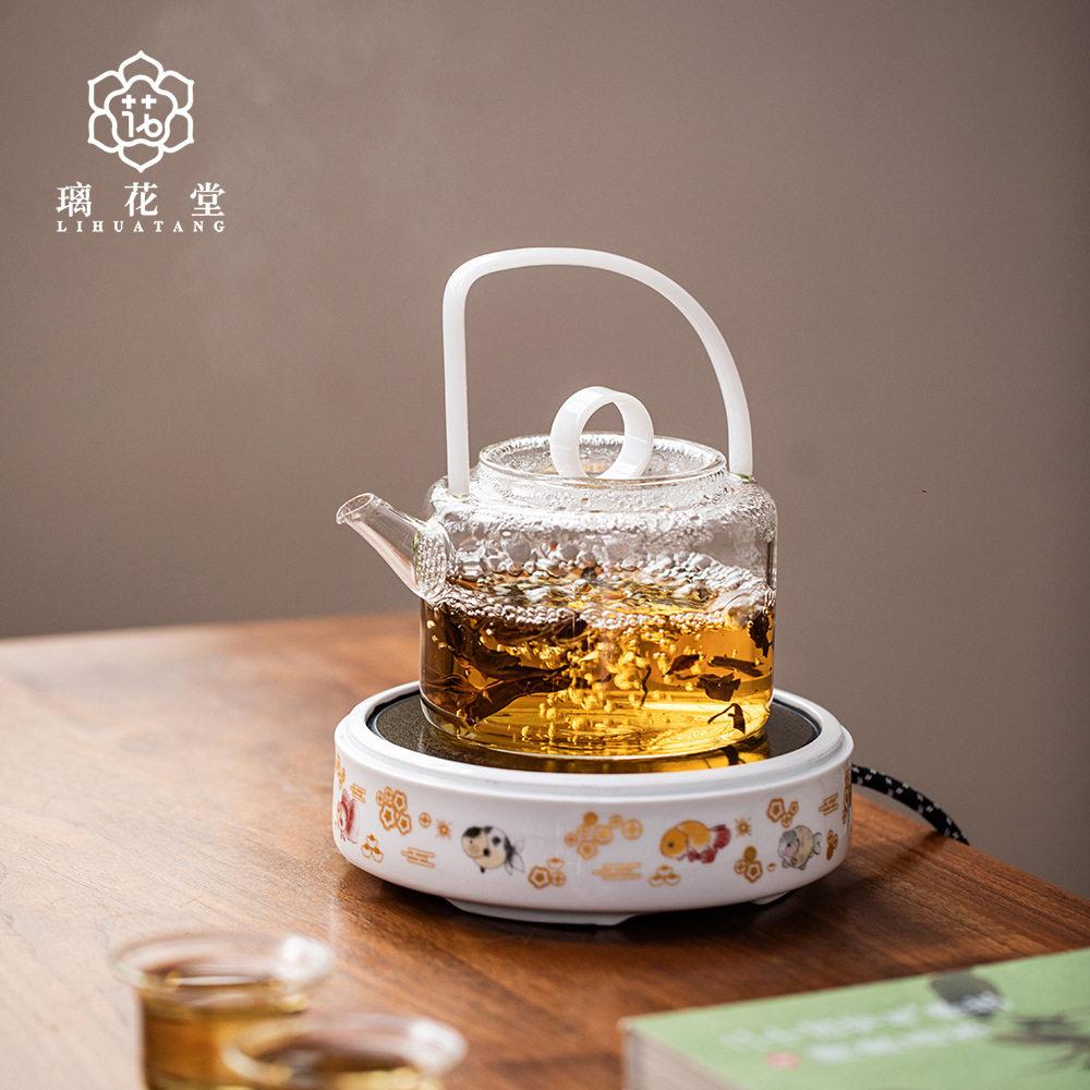 璃花堂半月壶煮茶炉家用小型煮茶炉大容量玻璃泡茶壶套装