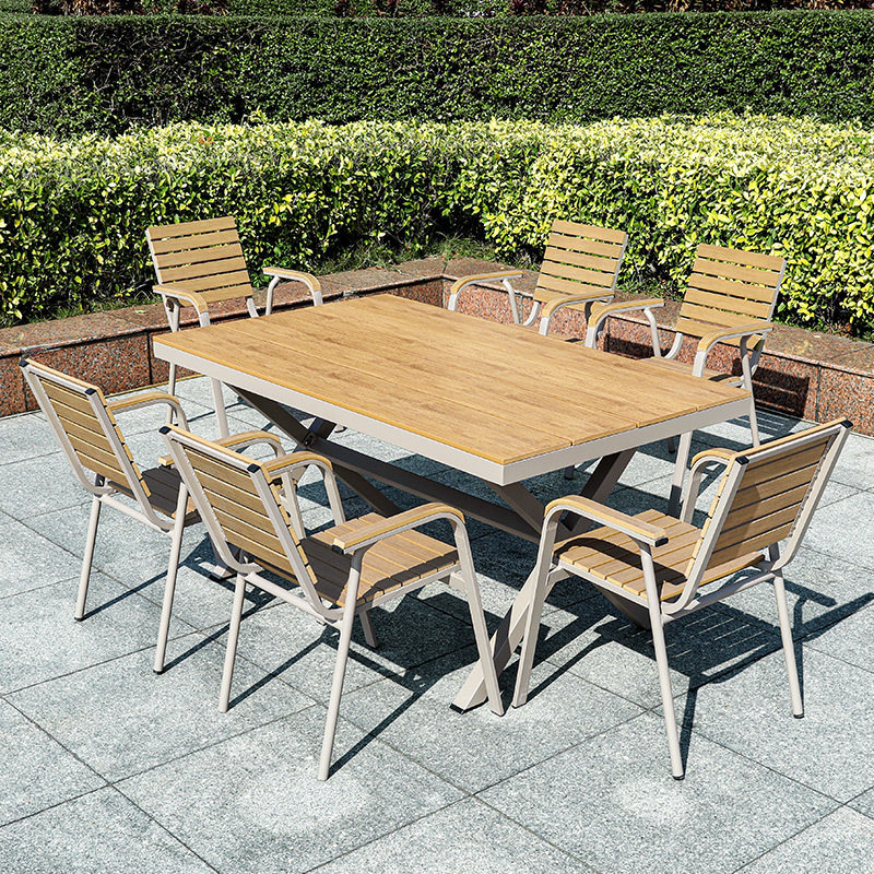 户外桌椅塑木庭院餐桌防晒防腐木休闲咖啡厅阳台室外桌椅花园组合