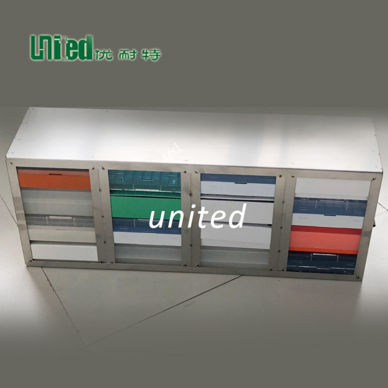 侧取式冻存架 4层4列 分格式80格冻存盒冰箱架