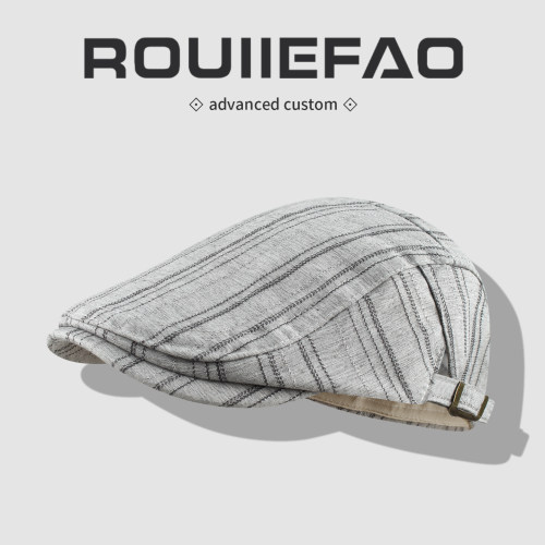 ROUIIEFAO前进帽复古条纹薄款