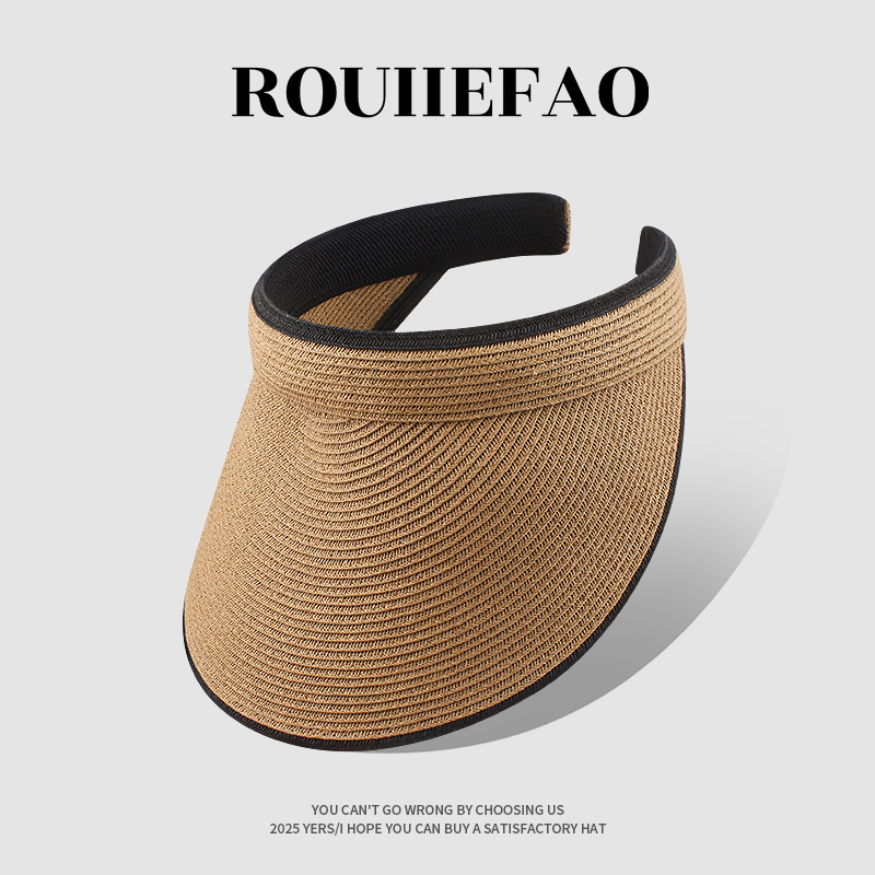 ROUIIEFAO空顶帽大帽檐草编