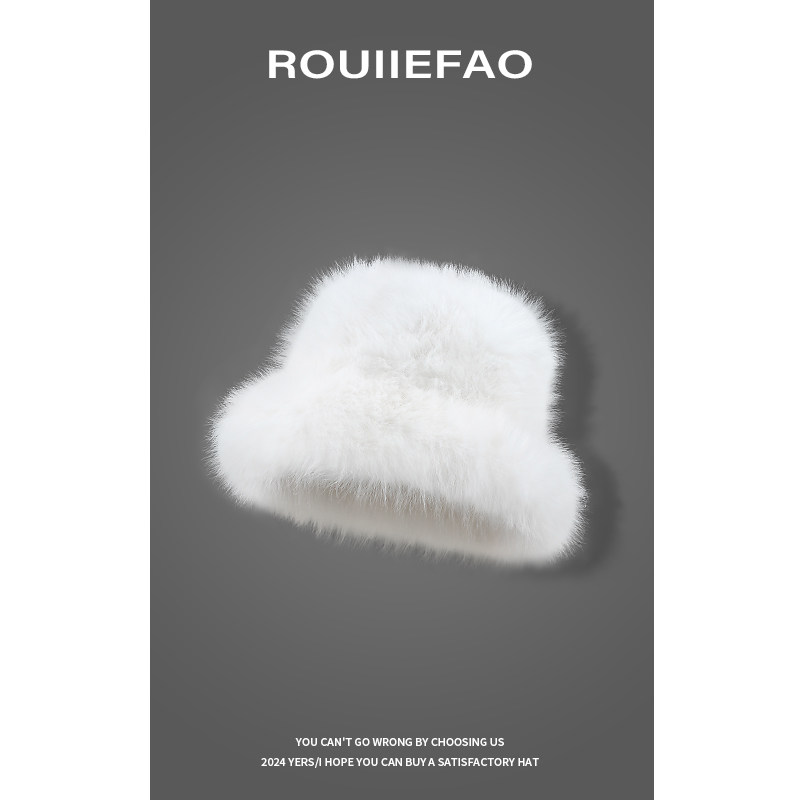 白色毛绒渔夫帽子女冬季加厚保暖护耳帽大头围显脸小仿皮草盆帽潮,服饰配件/皮带/帽子/围巾,帽子,淘宝优惠券,粉丝福利购,淘宝优惠卷