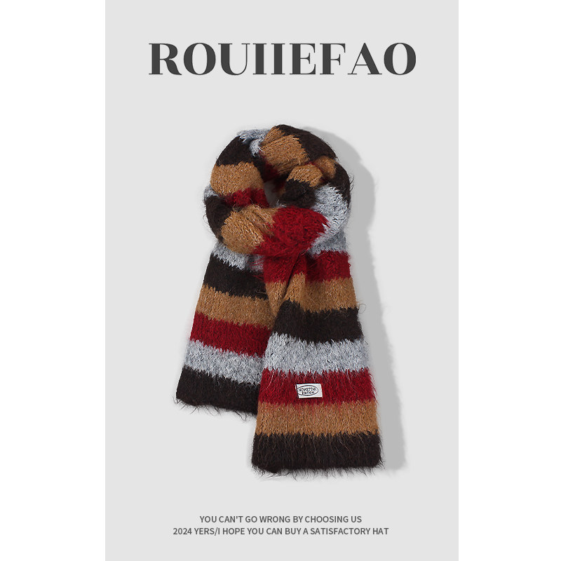 韩系撞色条纹针织围巾女秋冬含羊毛加厚保暖毛线围脖百搭护颈防寒,服饰配件/皮带/帽子/围巾,围巾/丝巾/披肩,淘宝优惠券,粉丝福利购,淘宝优惠卷