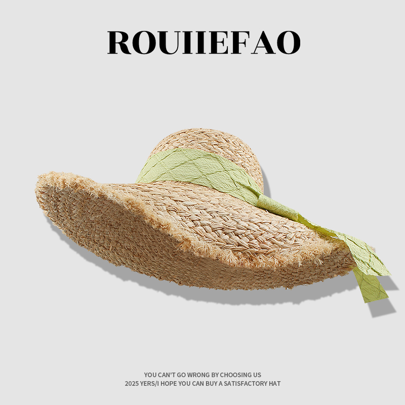 ROUIIEFAO草帽大帽檐法式风格