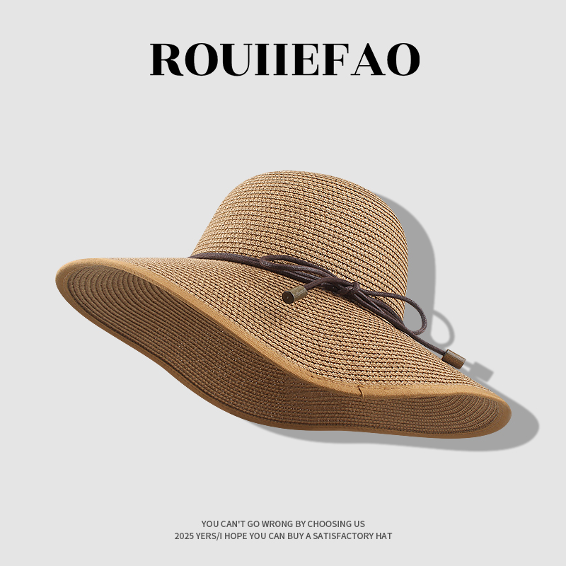 ROUIIEFAO草帽大帽檐可折叠