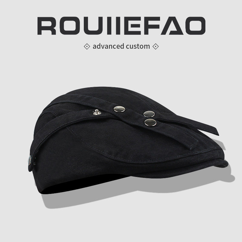 美式复古个性铆钉前进帽女y2k辣妹百搭显脸小反戴鸭舌帽贝雷帽子