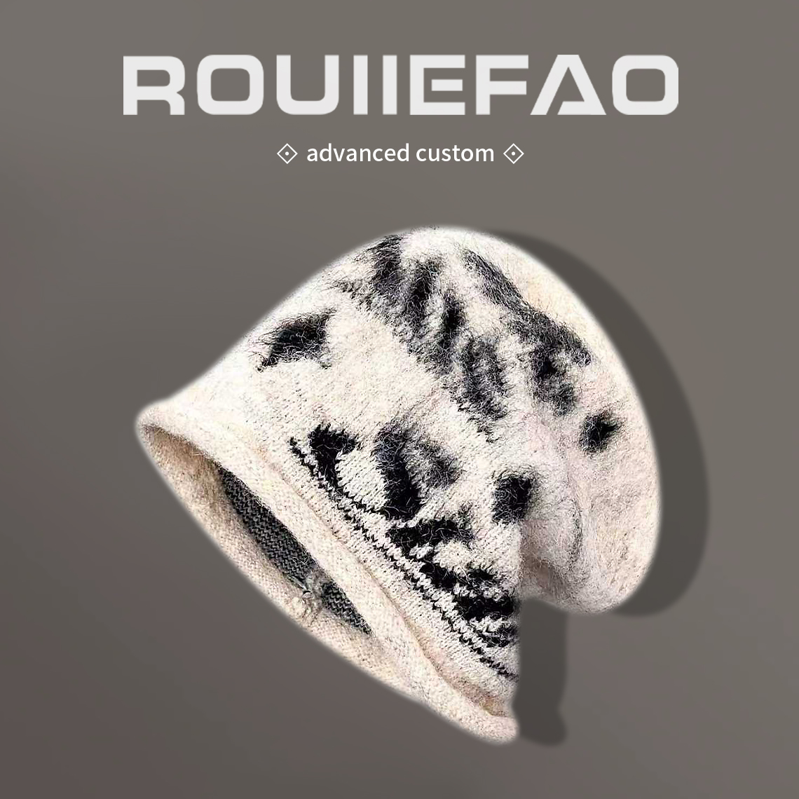 ROUIIEFAO堆堆帽时尚字母卷边