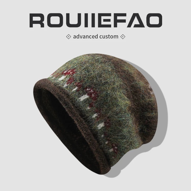 ROUIIEFAO堆堆帽费尔岛风百搭