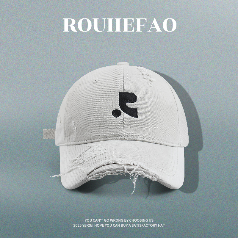ROUIIEFAO棒球帽破洞刺绣情侣