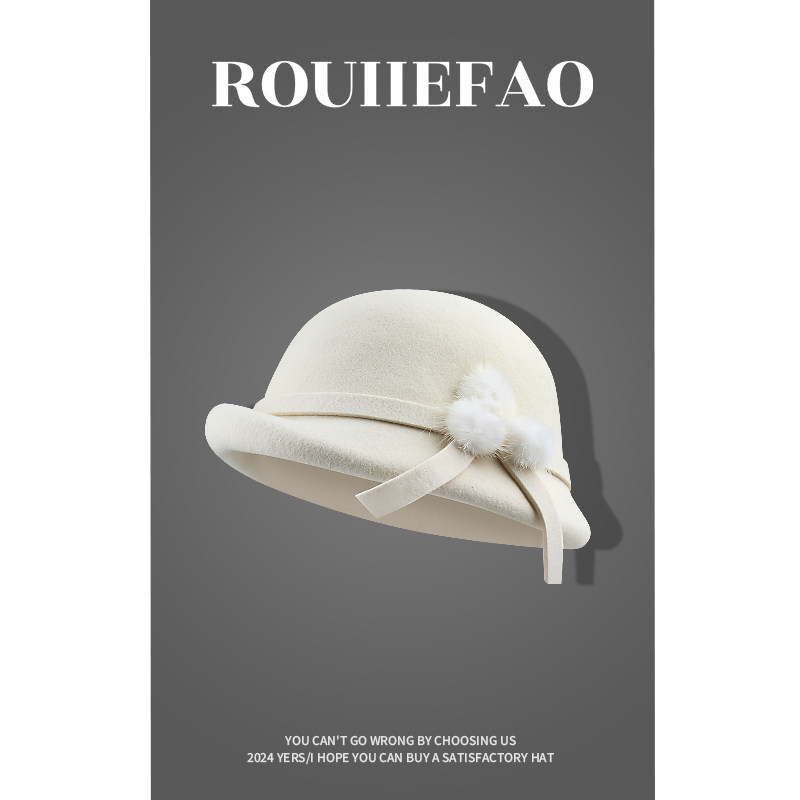 法式赫本风澳洲纯羊毛卷边礼帽女秋冬优雅气质百搭渔夫帽千金帽子,服饰配件/皮带/帽子/围巾,帽子,淘宝优惠券,粉丝福利购,淘宝优惠卷