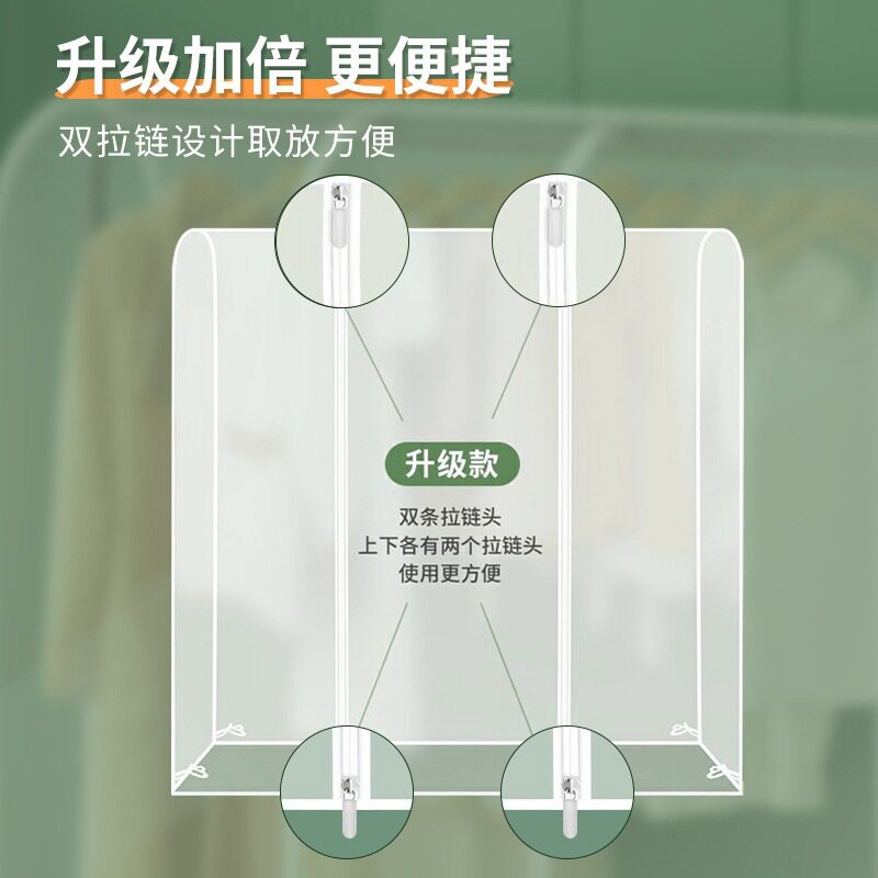 加大全包加厚PEVA落地式衣架防尘罩家用全透明衣服收纳整理防尘袋
