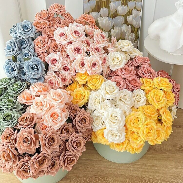 卡布奇诺玫瑰花束假花仿真花摆设高级感逼真客厅装饰花艺干花插花