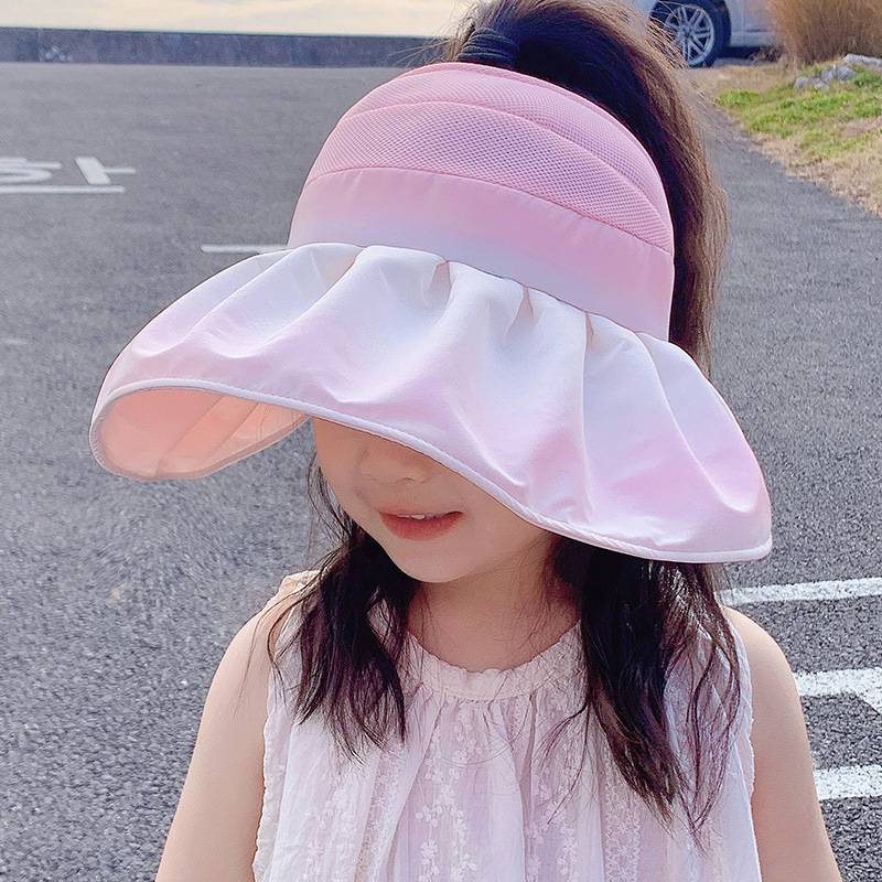 儿童防晒帽子女童春夏季空顶遮脸太阳帽防紫外线户外出游大檐凉帽